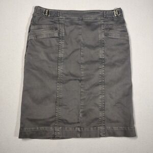 Sportmax Code Skirt Women 30 Charcoal Gray Cotton Utility Pencil Buckle Detail